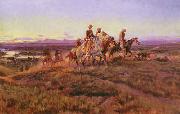 Charles M Russell Men of the Open Range USA oil painting artist